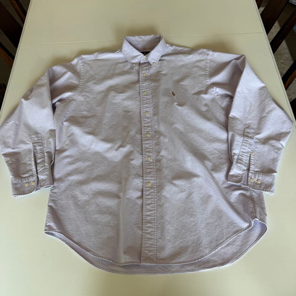 Ralph Lauren Men's Yarmouth 100% Cotton Oxford Button Shirt 16.5 Purple Pony